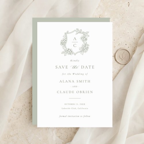Floral Elegant Green Hydrangea Save the Date Invitation