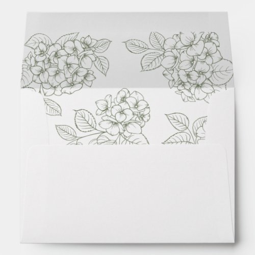 Floral Elegant Green Hydrangea Wedding Envelope