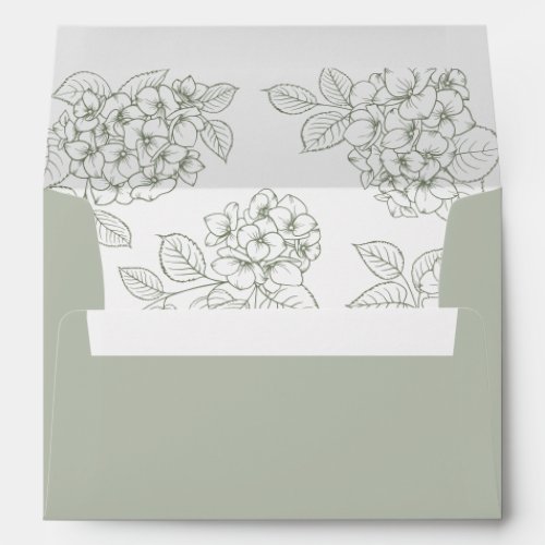 Floral Elegant Green Hydrangea Wedding Envelope