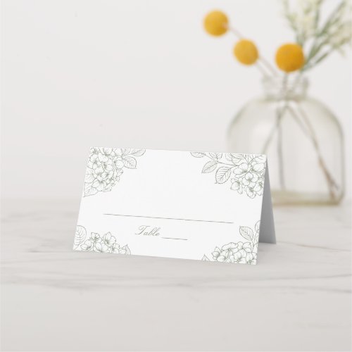 Floral Elegant Green Hydrangea Wedding Place Card