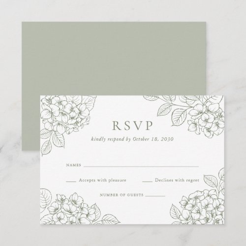 Floral Elegant Green Hydrangea Wedding RSVP Invitation
