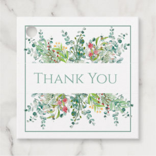 Floral Elegant Greenery Watercolor Thank You Favor Tags
