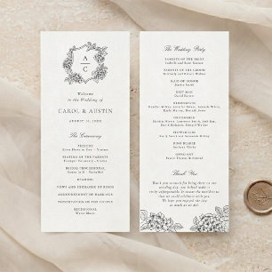 Floral Elegant Hydrangea Crest Wedding Program