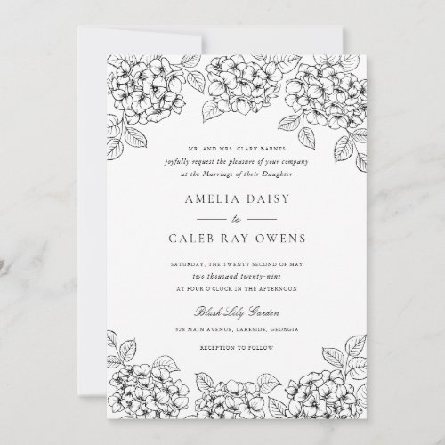 Floral Elegant Hydrangea Frame Wedding Invitation