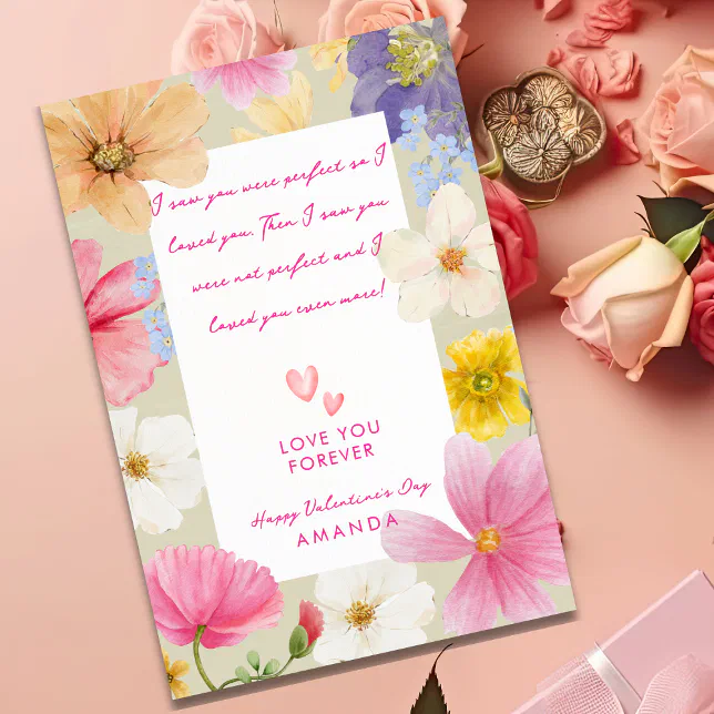Floral Elegant Large Valentine's day Card | Zazzle