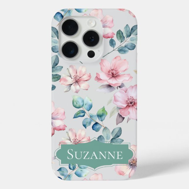 Floral Elegant Light Gray iPhone / iPad case (Back)