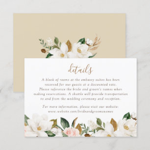 Floral Elegant Magnolia Blush Pink Neutral Details Invitation