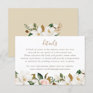 Floral Elegant Magnolia Blush Pink Neutral Details Invitation