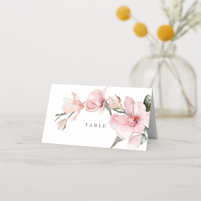 Floral Elegant Magnolia Wedding Table Place Card (Front)