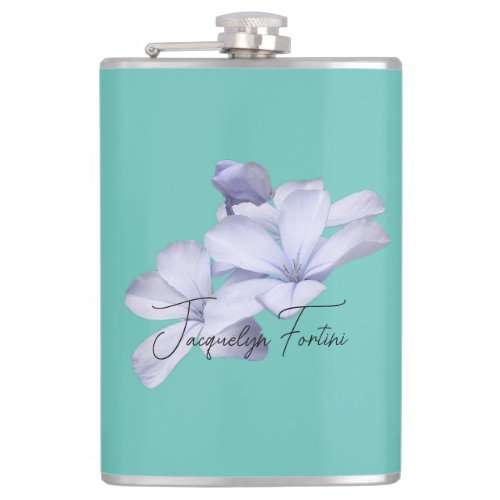 Floral Elegant Minimalist Calligraphy Add Name Flask