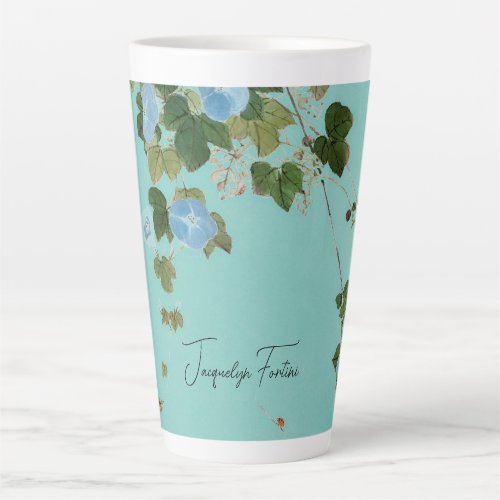 Floral Elegant Minimalist Calligraphy Add Name Latte Mug