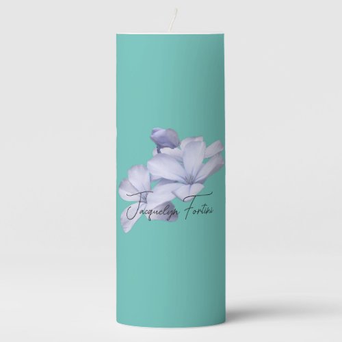 Floral Elegant Minimalist Calligraphy Add Name Pillar Candle