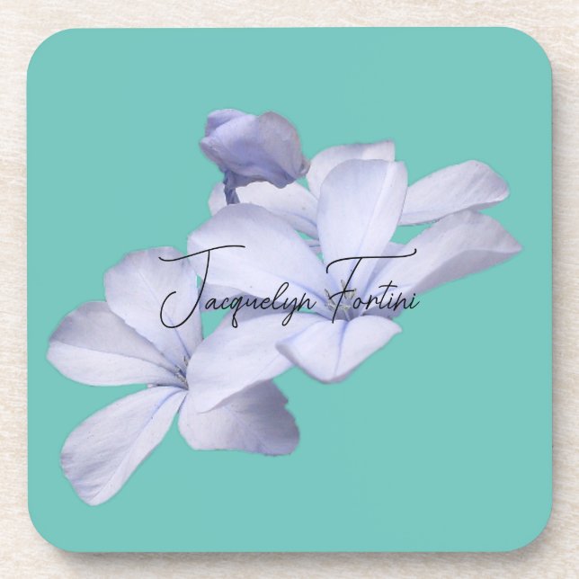 Floral Elegant Minimalist Calligraphy Lithograph Beverage Coaster (Front)