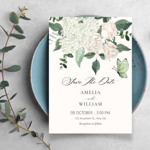 Floral elegant minimalist wedding save the date