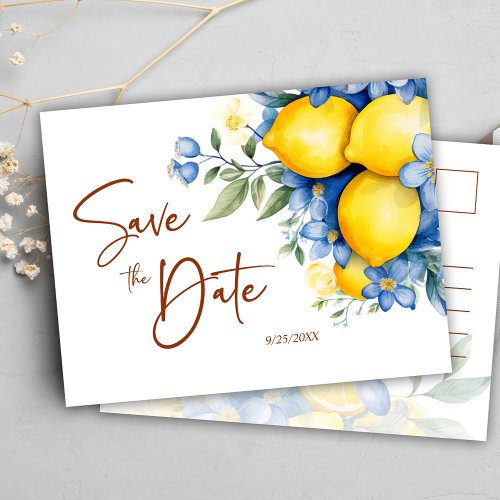 Floral Elegant Modern Lemon Wedding Announcement Postcard