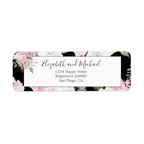  Floral Elegant Monogram Black White  Label