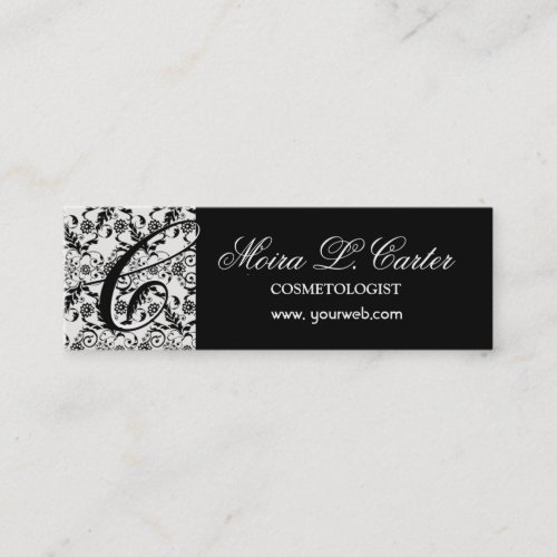 Bold Monogram and Damask Lace Business Cards