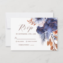 Floral Elegant Navy Blue Terracotta Boho Wedding