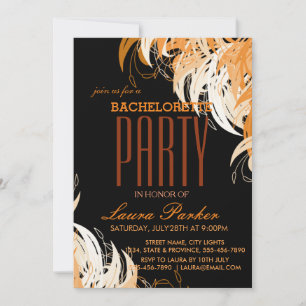 Floral Elegant Orange Bachelorette Party Invitation
