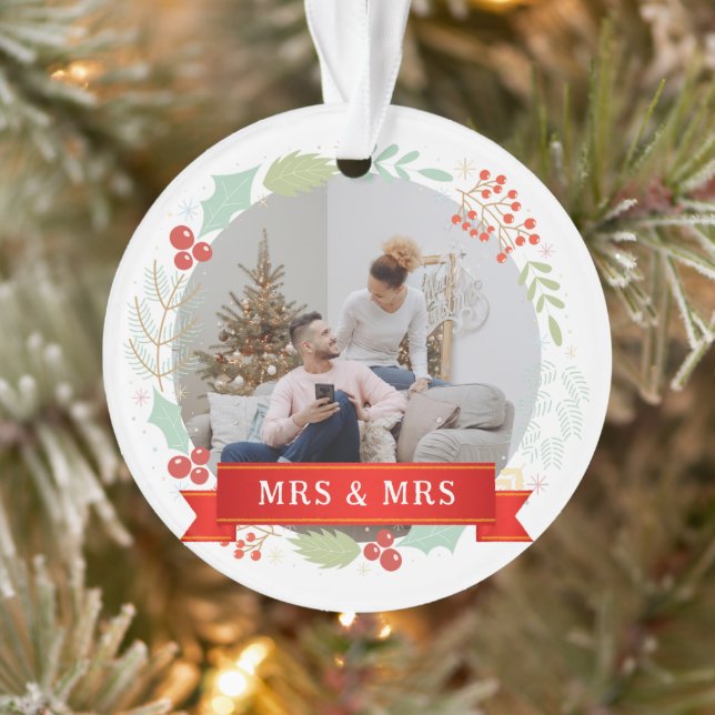 Floral Elegant Our First Christmas as Mr & Mrs Ornament (Tree)
