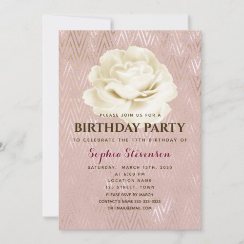 Floral Elegant Pink Birthday Invitation