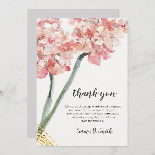 Floral Elegant Pink Grey Sympathy Memorial Card
