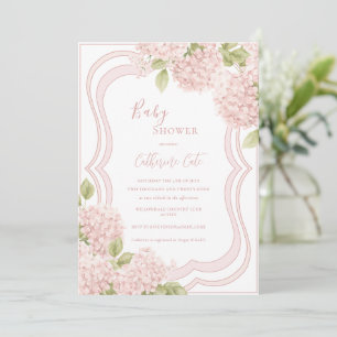 Floral Elegant Pink Hydrangea Baby Shower Invitation