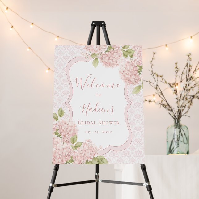 Floral Elegant Pink Hydrangea Bridal Shower  Foam Board (In Situ (Stand))