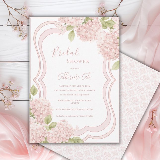Floral Elegant Pink Hydrangea Bridal Shower  Invitation (Creator Uploaded)