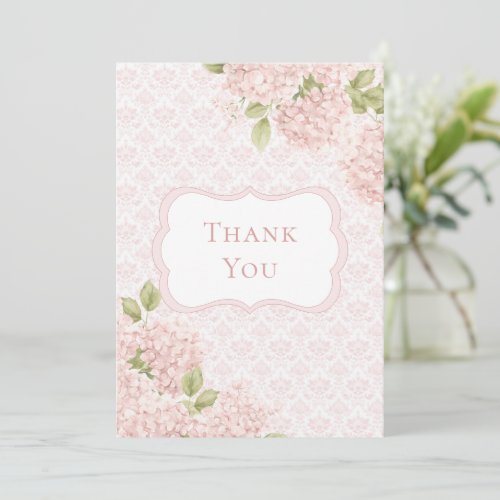Floral Elegant Pink Hydrangea Bridal Shower Thank You Card
