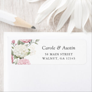 Floral Elegant Pink Hydrangea Greenery Address Label