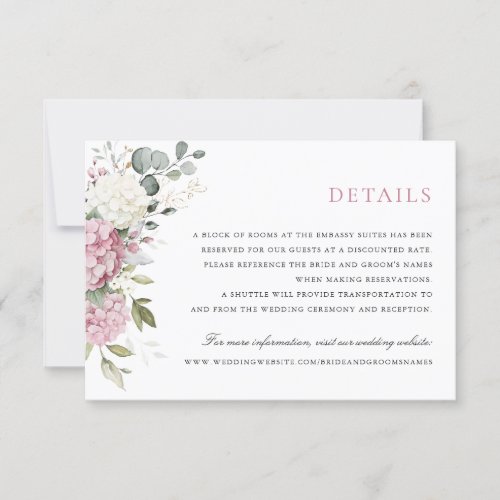 Floral Elegant Pink Hydrangea Greenery Details Invitation