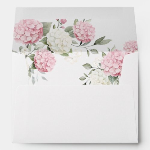 Floral Elegant Pink Hydrangea Greenery Wedding Envelope
