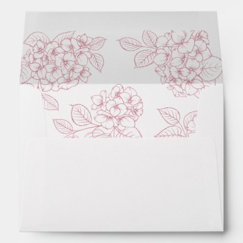 Floral Elegant Pink Hydrangea Wedding Envelope