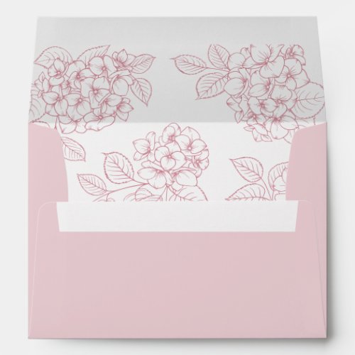 Floral Elegant Pink Hydrangea Wedding Envelope