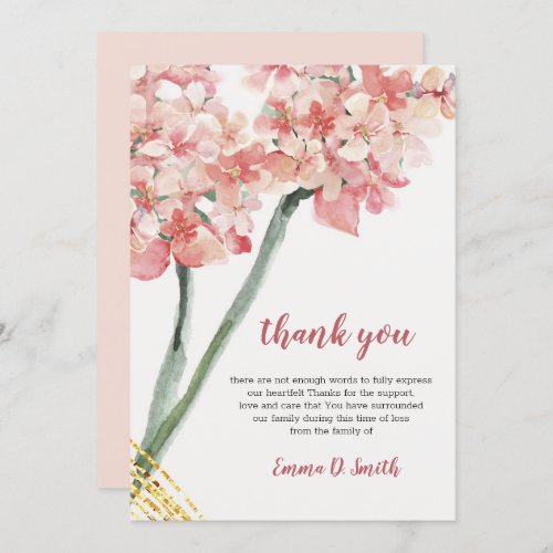 Floral Elegant Pink Sympathy Memorial Card