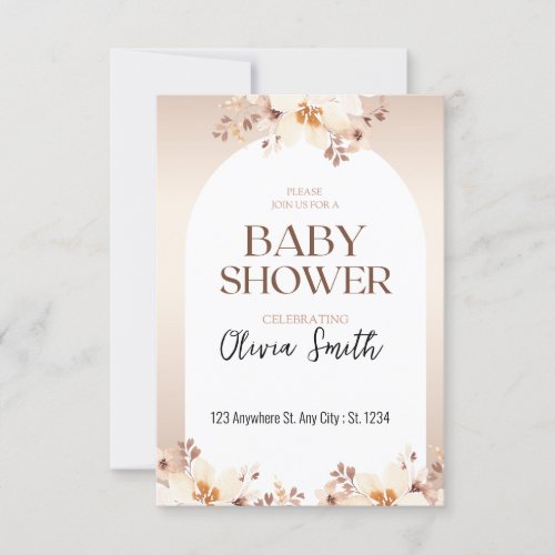 Floral Elegant Pink Tone and Beige Baby Shower Invitation