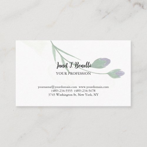 Floral Elegant Plain Simple Professional Business Card
