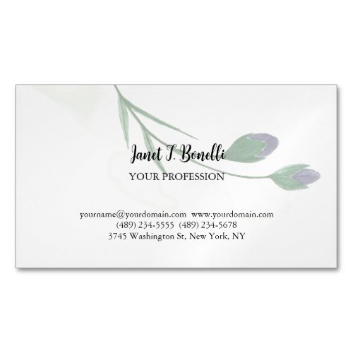 Floral Elegant Plain Simple Professional Business Card Magnet