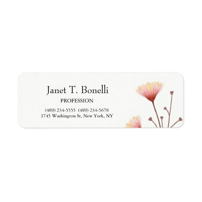 Floral Elegant Plain Simple Professional Label (Front)