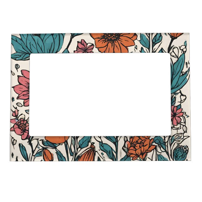 Floral Elegant Pretty Flowers Pattern Boho  Magnetic Frame (Front)