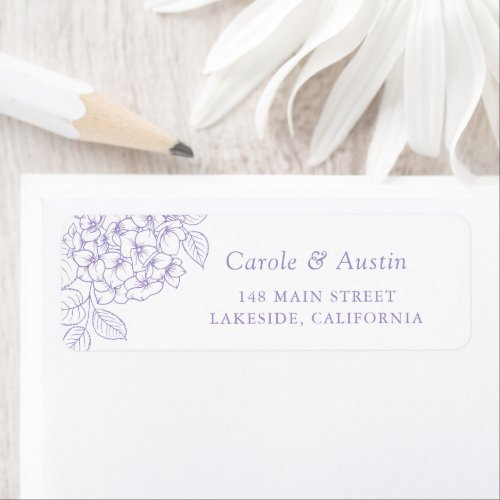 Floral Elegant Purple Hydrangea Address Label