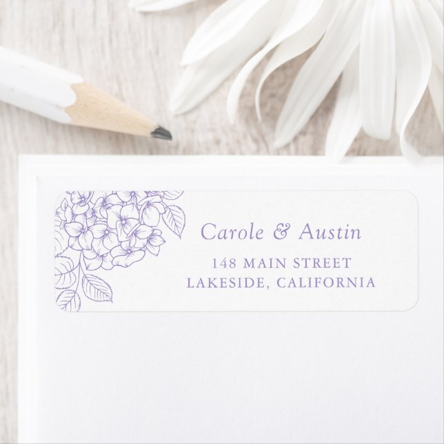 Floral Elegant Purple Hydrangea Address Label (Insitu)