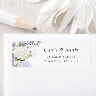 Floral Elegant Purple Hydrangea Greenery Address Label