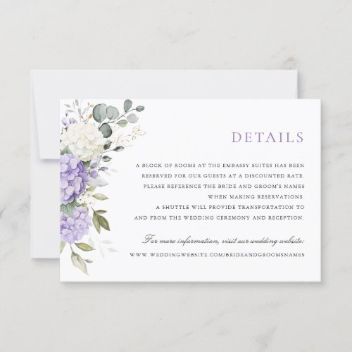 Floral Elegant Purple Hydrangea Greenery Details Invitation