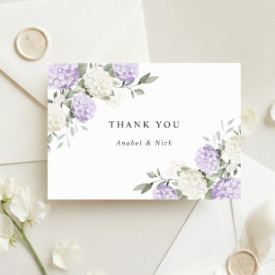 Floral Elegant Purple Hydrangea Greenery Thank You Card