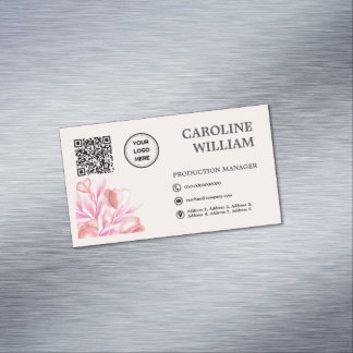 Floral Elegant QR Code Business Logo Card Magnet