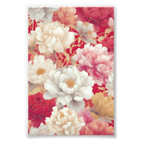 Floral elegant red photo print