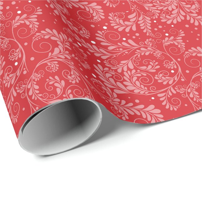 Floral Elegant Red Wrapping Paper (Roll Corner)
