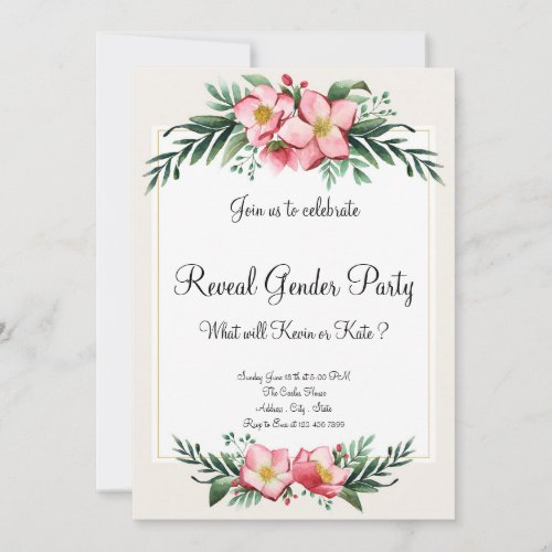 Floral Elegant Reveal Gender Invitation